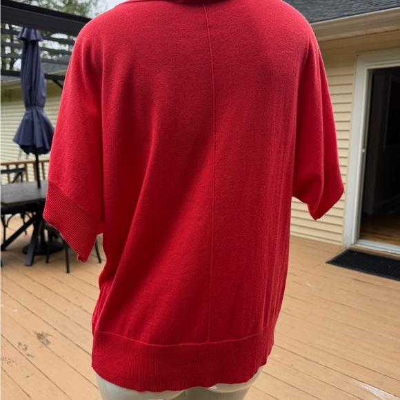 Michael Kors Women's Short Sleeve Red Top Size Large Gold logo detail - Picture 6 of 8